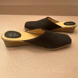 LifeStride Women’s Black Wedge Heel Mules Shoes 8.5
